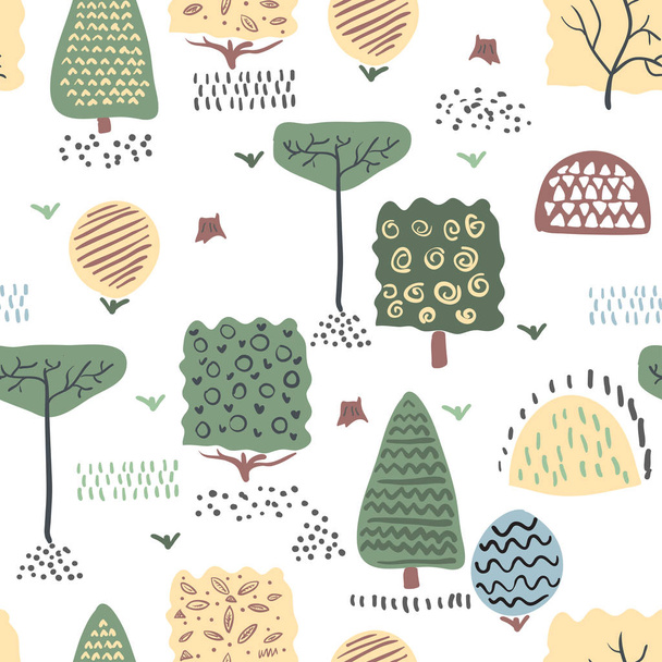 Forest seamless pattern. Vector illustration. - Vektor, Bild