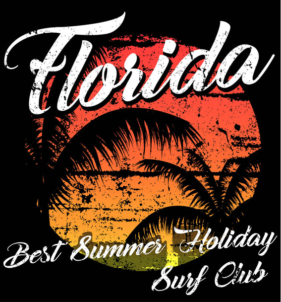 Флорида - векторная иллюстрация концепции в винтажном графическом стиле f
 - Вектор,изображение