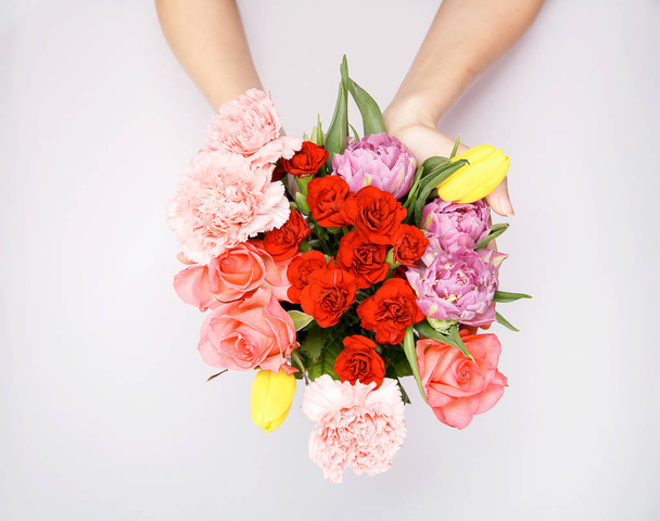 Colorful artificial bouquet, color toned process - Photo, Image