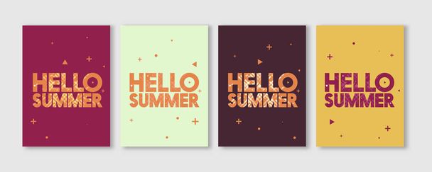 Ελάχιστη γειά σου καλοκαίρι τυπογραφικές διάνυσμα Flyer πρότυπα - δημιουργική δονούμενα χρώματα κειμένου σχεδιασμό εικονογράφηση - Διάνυσμα, εικόνα