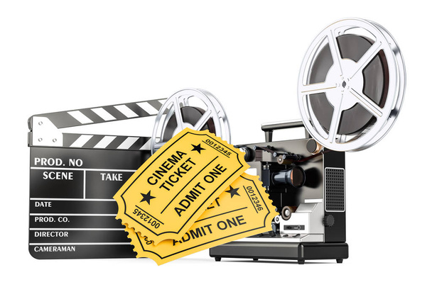 Cinematografie, film industrie concept. 3D-rendering - Foto, afbeelding