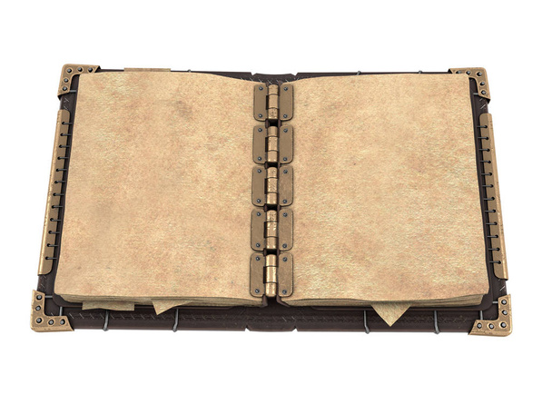 old open book in steampunk style on isolated white background. 3d illustration - Photo, Image