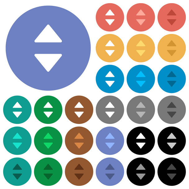 Вертикальні стрілки керування круглими плоскими різнокольоровими піктограмами
 - Вектор, зображення