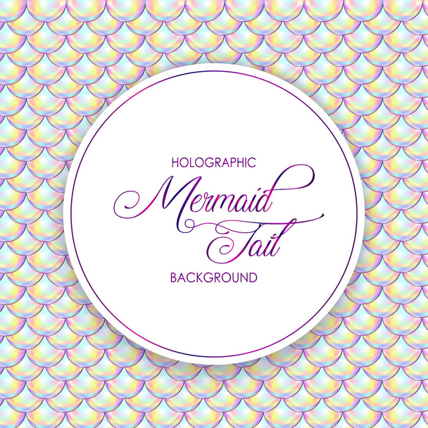 Holographic mermaid tail card or background. Mermaid card decor  - Vector, Image