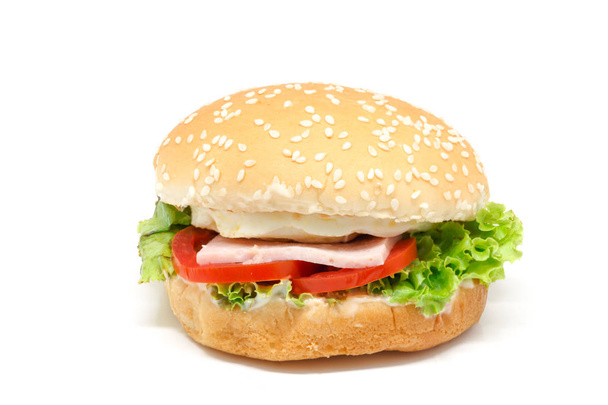 Hamburger, weißer Hintergrund - Foto, Bild