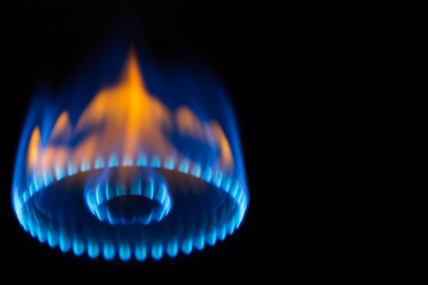 Burning gas burner in the darkness - Photo, Image