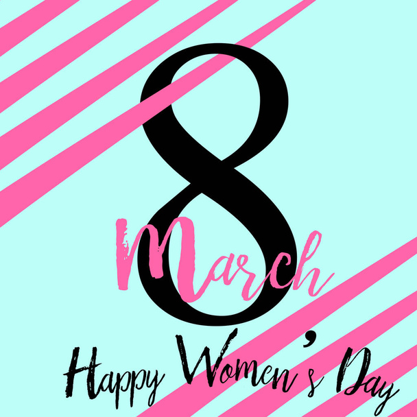8 Μαρτίου ευχετήρια κάρτα με το χέρι, γραπτό κείμενο. Ευχετήρια κάρτα για την ημέρα των γυναικών. Διάνυσμα - Διάνυσμα, εικόνα