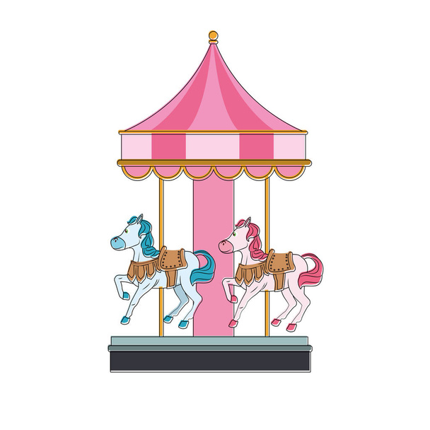 Cute carousel cartoon - Vector, Image