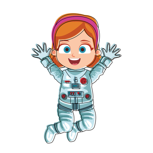 Astronauta chica de dibujos animados
 - Vector, imagen