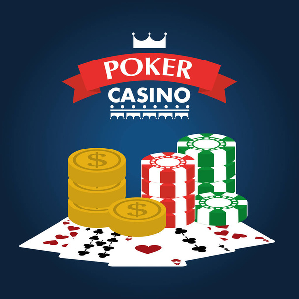 poker casino club entretenimiento jugando dinero chip y tarjetas
 - Vector, imagen