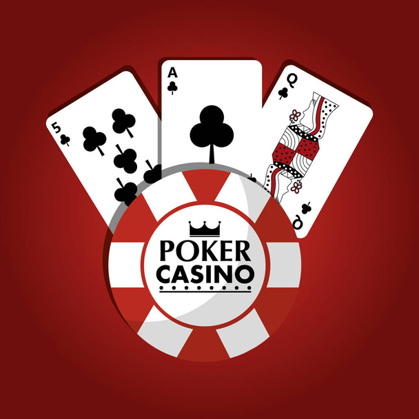 火かき棒のカジノ チップ クラブ赤のゲームのカード デザイン - ベクター画像