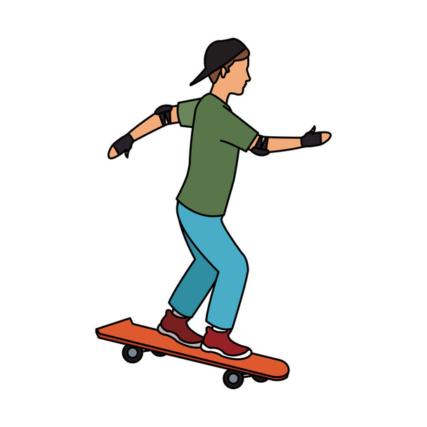 Junge auf Skateboard - Vektor, Bild