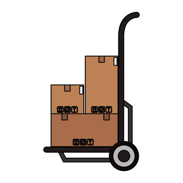 Vakken op hand vrachtwagen - Vector, afbeelding