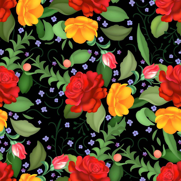 Seamless rose pattern. Vector illustration - Vector, imagen