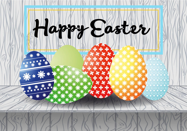 Vektor glückliche Ostern mit Osterei auf Holz Hintergrund - Vektor, Bild