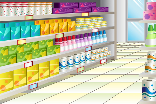 Grocery store aisle - Vector, Image