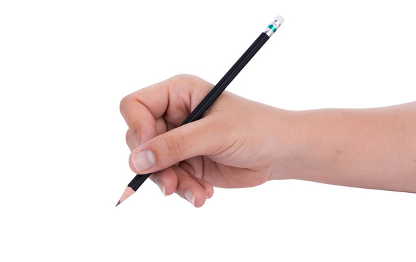 Χέρι με μολύβι γράφοντας κάτι απομονωμένες - Φωτογραφία, εικόνα