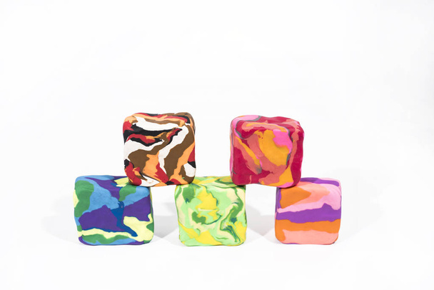 Color cubes made from Play Clay. - Photo, Image