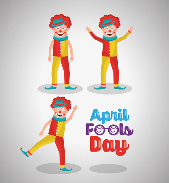 funny happy clowns comedy character april fools day - Vector, Image