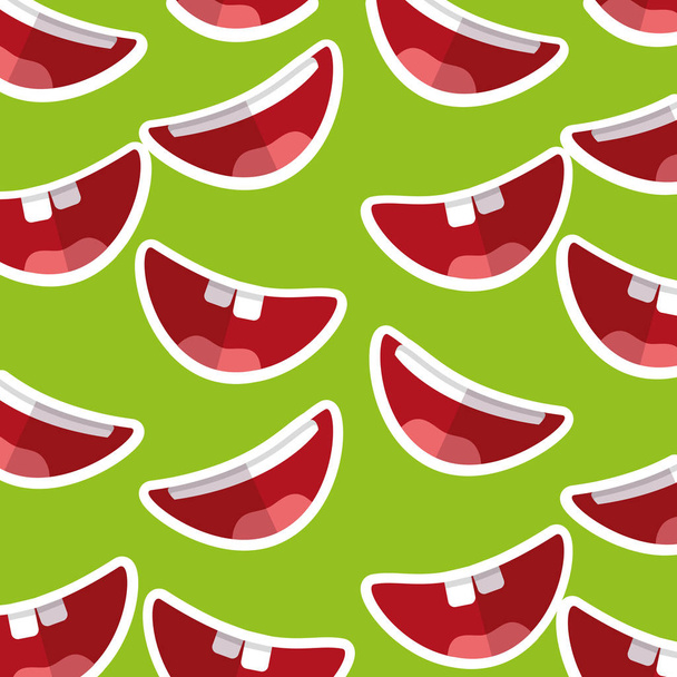 happy mouth teeths funny fools day decoration pattern - Vector, Image