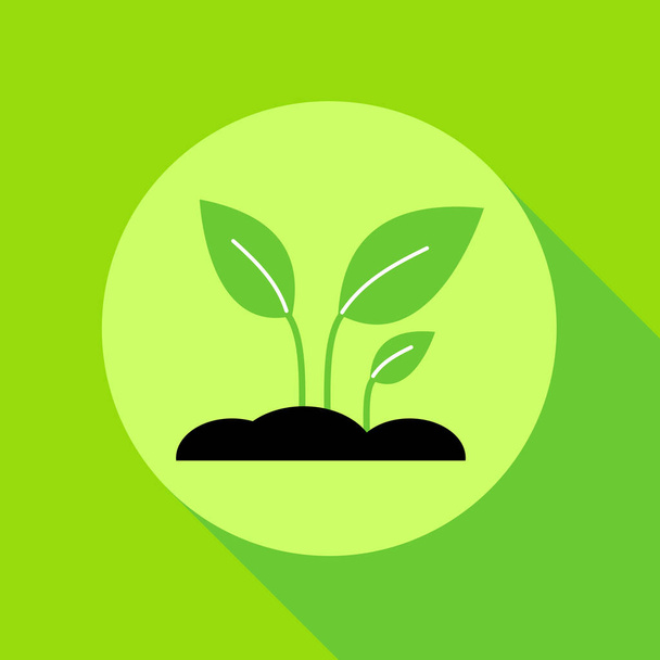 Growing sprout flat icon with long shadow. Vector graphic illustration. - Vector, Image