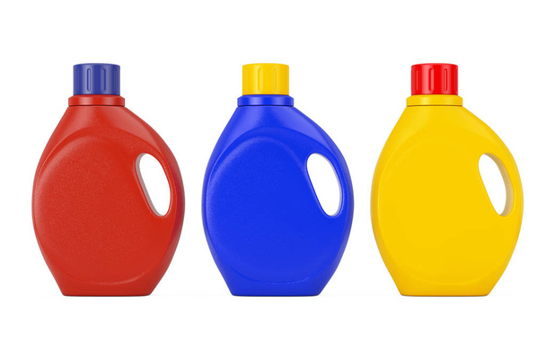 Színes műanyag tisztítószer tároló palack üres hely  - Fotó, kép