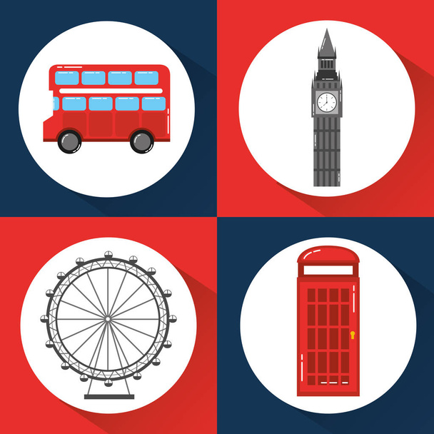 Londra Inghilterra toruismo viaggio punto di riferimento simbolo
 - Vettoriali, immagini