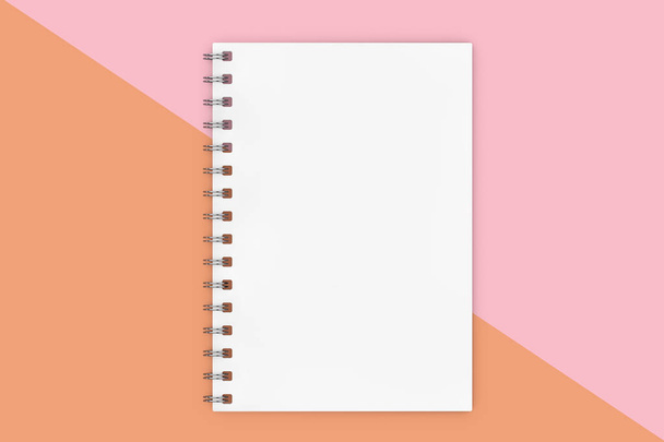 White Closed Spiral Paper Cover Mockup Notebook. 3d Rendering - Photo, Image