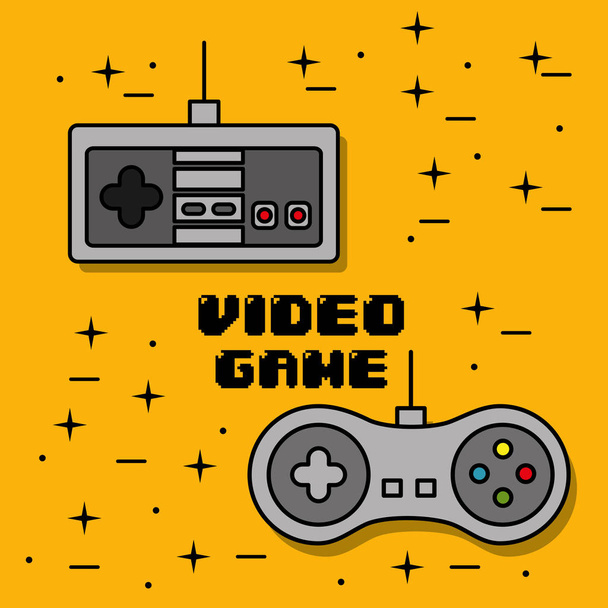control de videojuegos diferentes botones fondo amarillo
 - Vector, Imagen