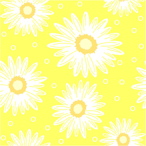Seamless background with daisy flowers. Vector graphic illustration. - Vector, Image