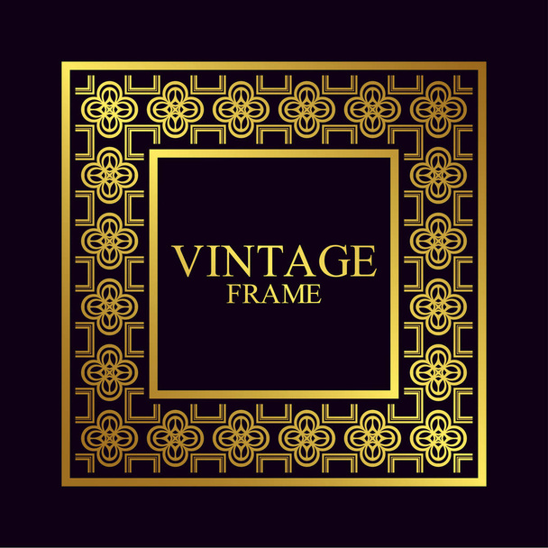 Vintage ornamental golden retro frame. Template for design. Vector illustration - Vector, Image