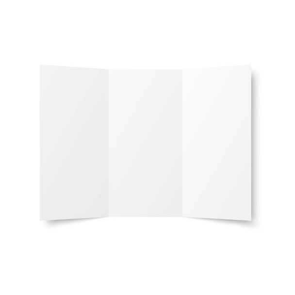 Vektorblanko weißes dreifaches Faltblatt geöffnet - Vektor, Bild