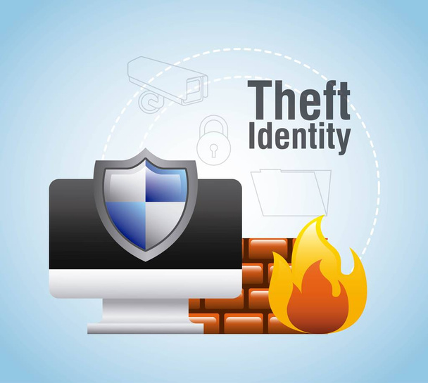 kradzież tożsamości komputera ochrona Zapory bezpieczeństwa - Wektor, obraz