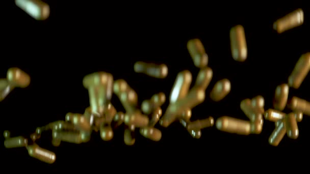 Pill capsules falling on the mirror table. Slowmotion shot, 180 fps - Materiaali, video