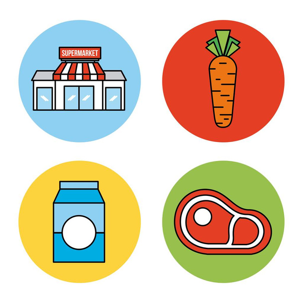 набор или дизайн элементов, связанных с супермаркетом пищевых напитков и других предметов
 - Вектор,изображение