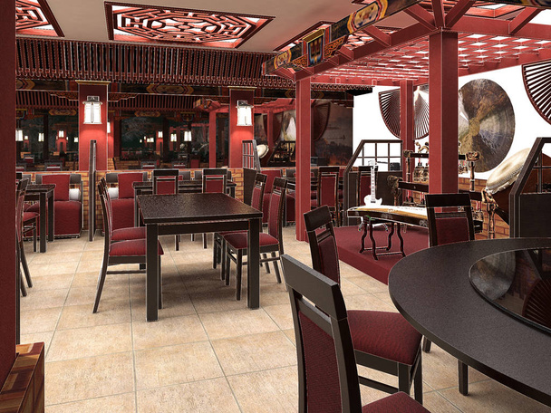 3d renderizado de un restaurante chino interior
 - Foto, Imagen