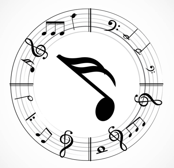 Nota musical con diferentes símbolos musicales
 - Vector, Imagen