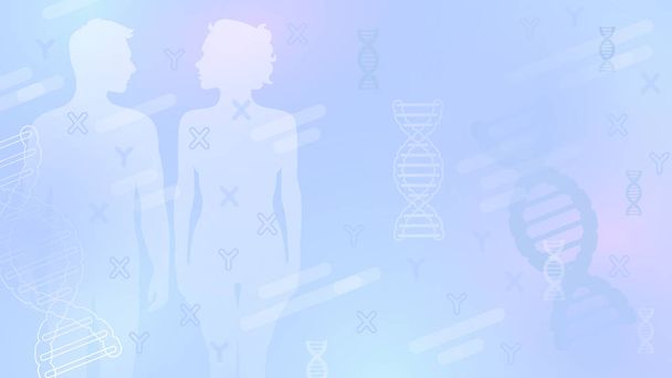 Medical abstract vector fertilization background with male and female, dna and x, y chromosomes. - Vector, Image