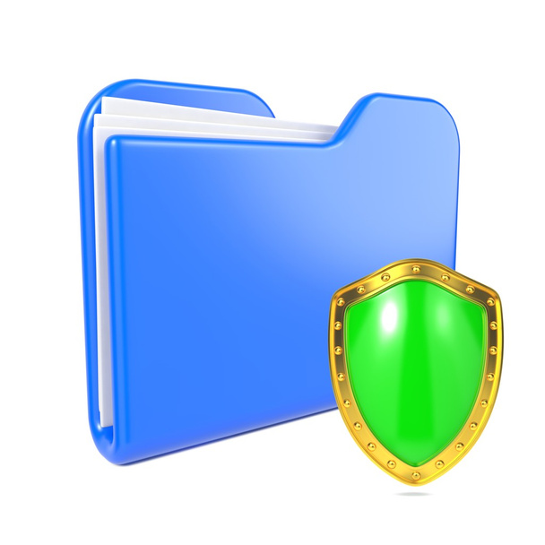 Blue Folder with Shield. - Photo, Image