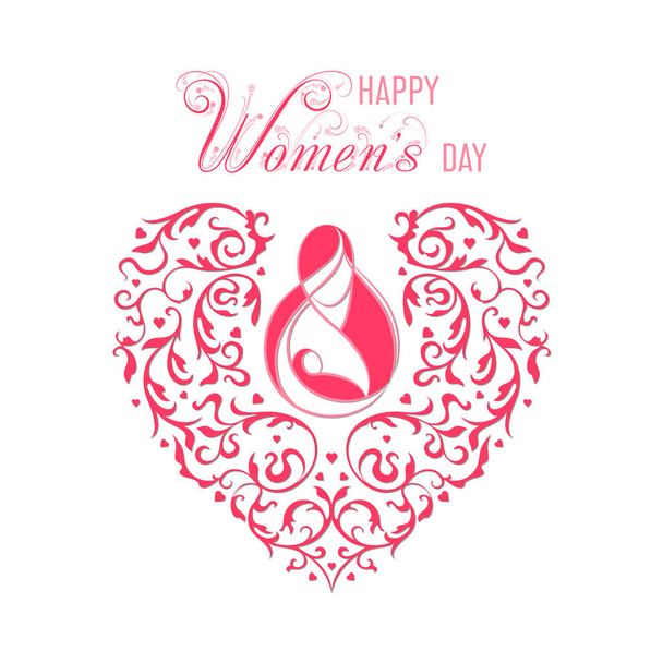 Happy Women day ornamental card - Vektör, Görsel