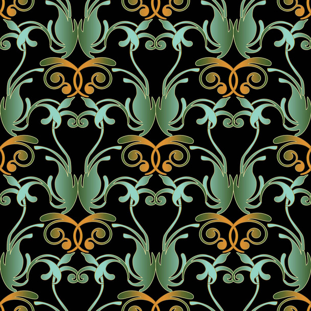 Damask vintage vector seamless pattern. Floral background  - Vector, Imagen
