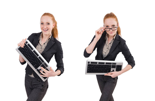 Junge erfolgreiche Büroangestellte weiblich isoliert auf weiß - Foto, Bild