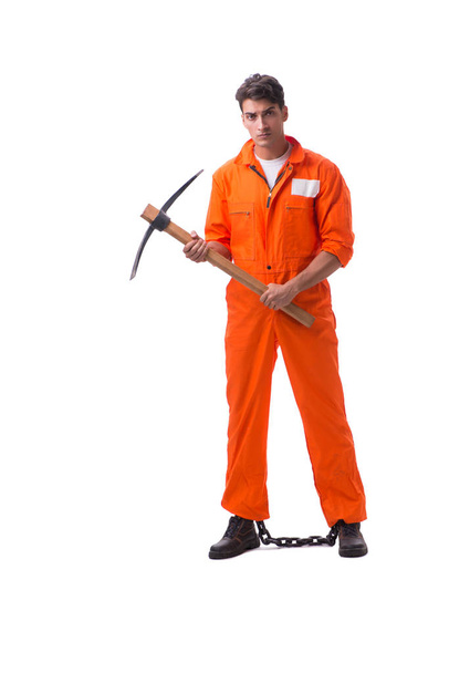 Prigioniero con ascia isolata su sfondo bianco - Foto, immagini