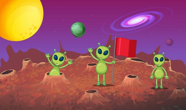 drei Aliens erkunden den neuen Planeten - Vektor, Bild