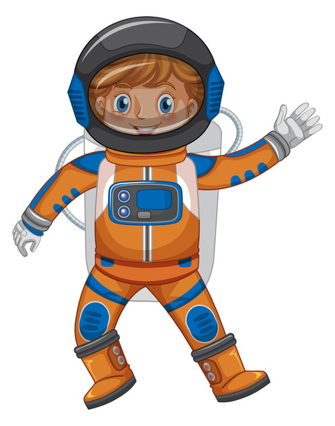 白い背景の上の宇宙飛行士の衣装で子供します。 - ベクター画像