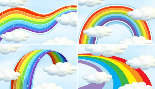 Four patterns of rainbow in sky - Vector, Image
