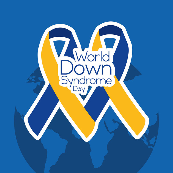 world down syndrome day two ribbons decoration card - Vector, Image