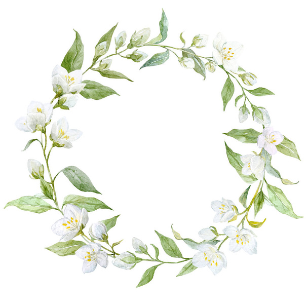 Watercolor floral wreath - Valokuva, kuva