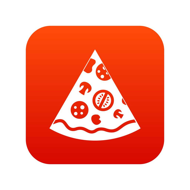 Pizza slice icon digital red - Вектор,изображение