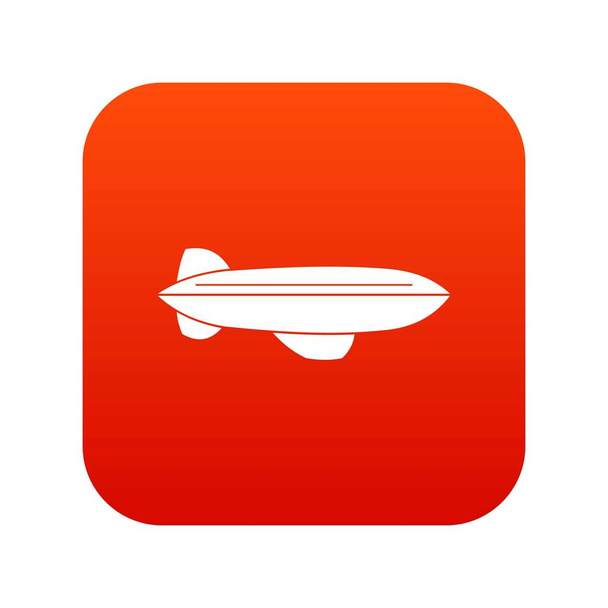 Blimp aircraft flying icon digital red - Vettoriali, immagini
